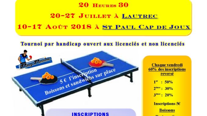 Affiche tournoi d'été 2018 Lautrec-St Paul Cap de Joux A4